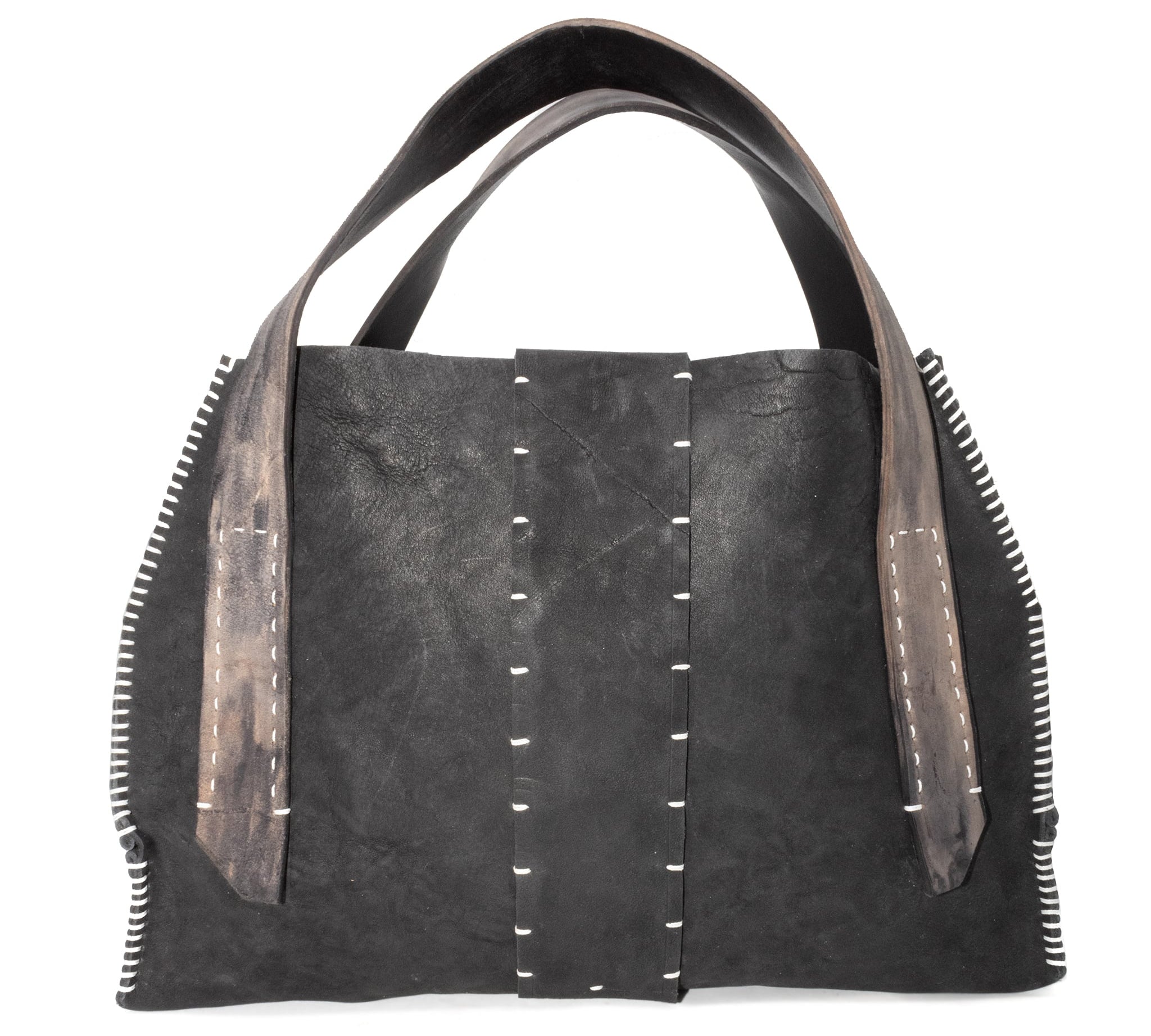 avant garde black leather handbag from atelier skn available to buy online.