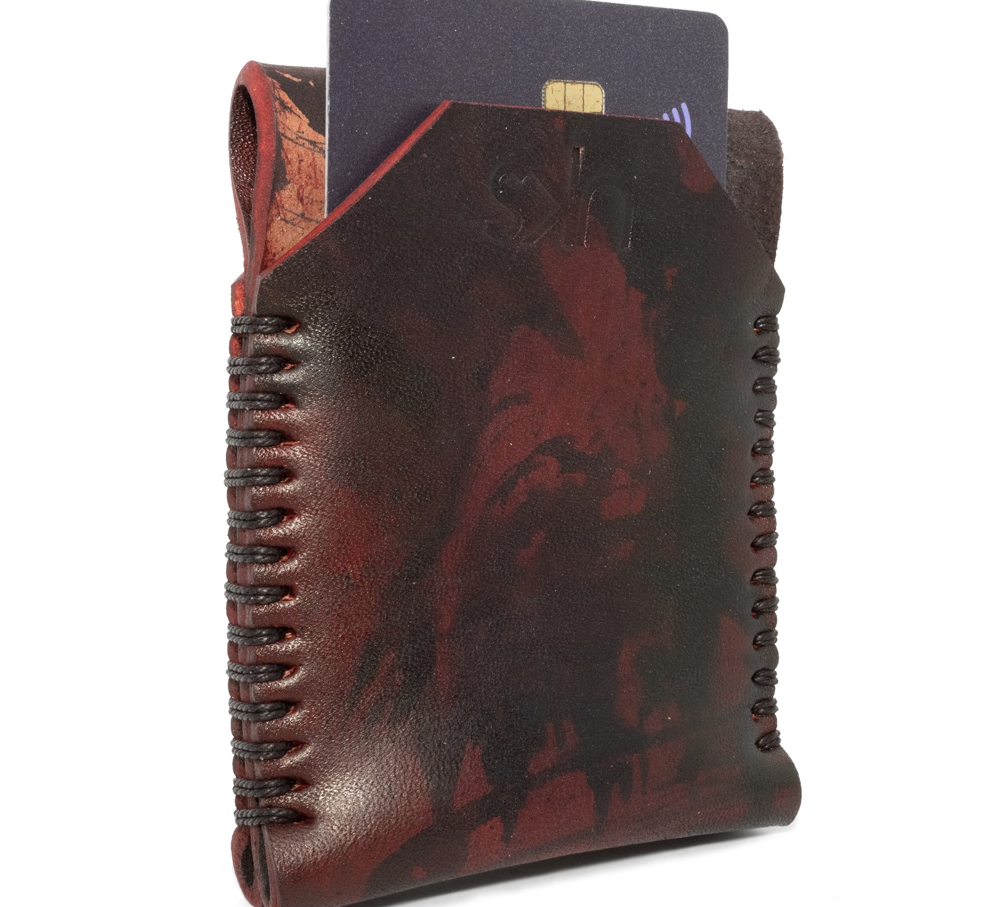 atelier skn hand dyed red leather cardholder