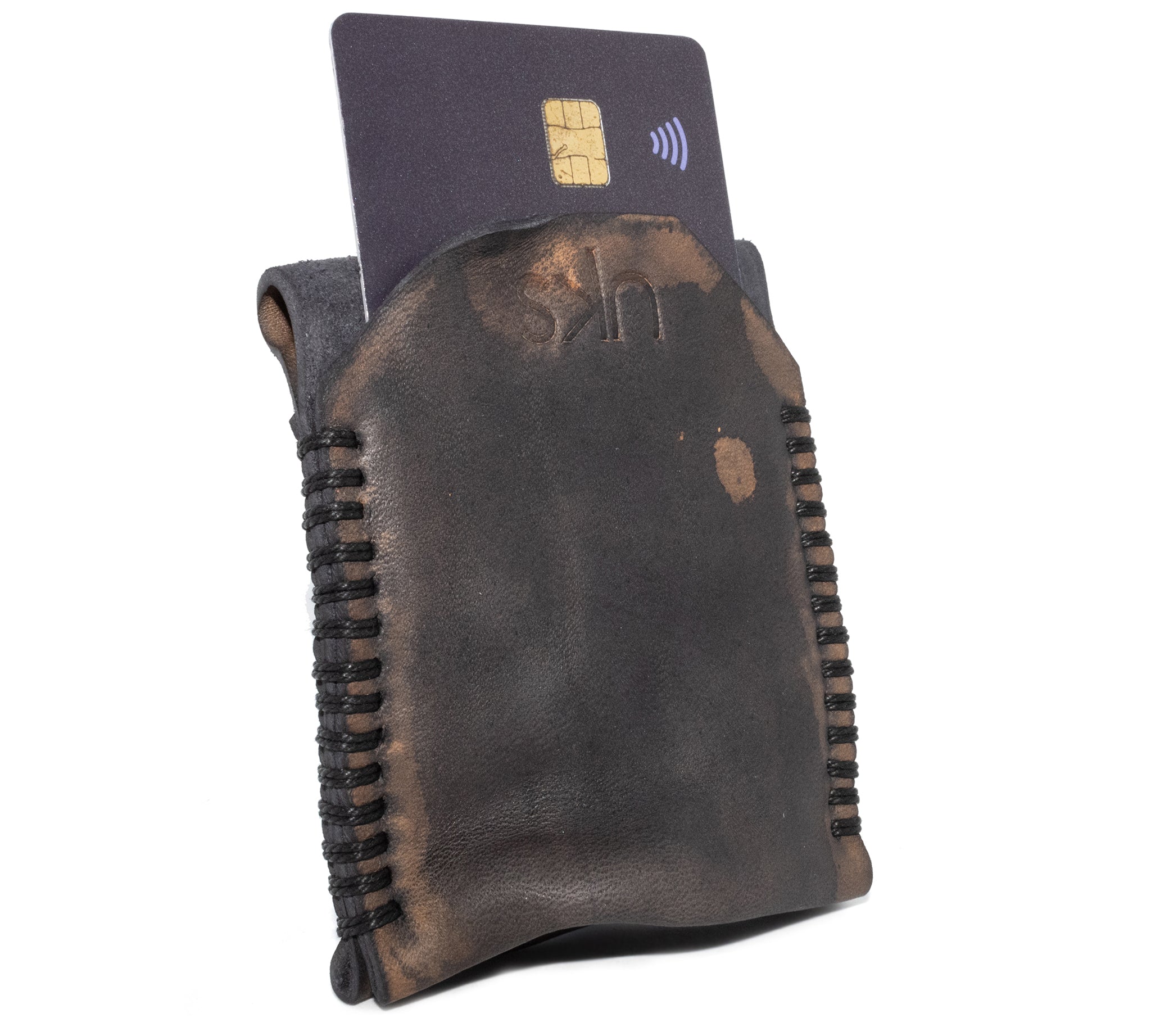 hand dyed and hand sewn horse culatta leather cardholder from atelier skn