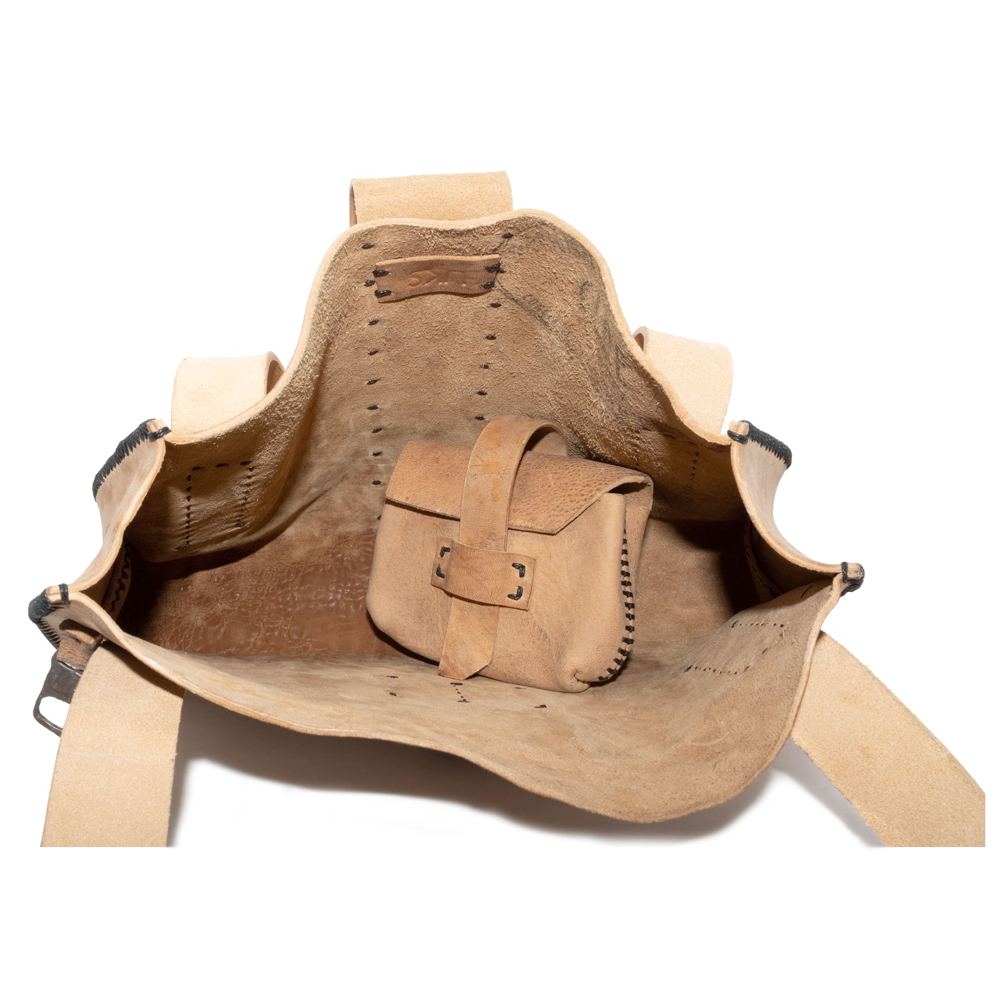 avant garde hand sewn leather handbag from atelier skn available to buy online.