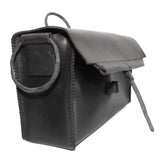 avant garde hand sewn black leather bag from atelier skn