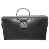 avant garde hand sewn black leather bag from atelier skn