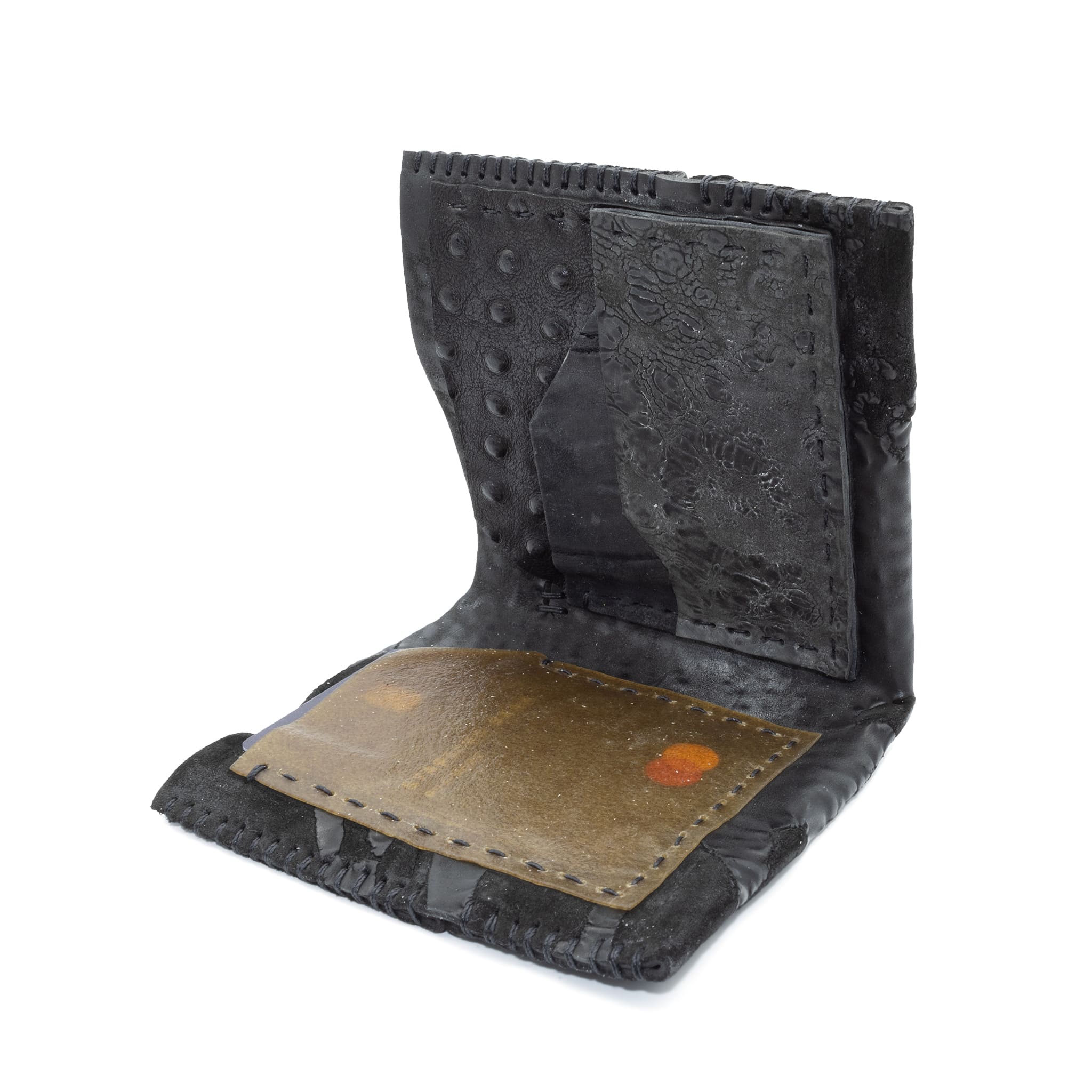 atelier skn black reverse culatta leather closed seam bifold wallet